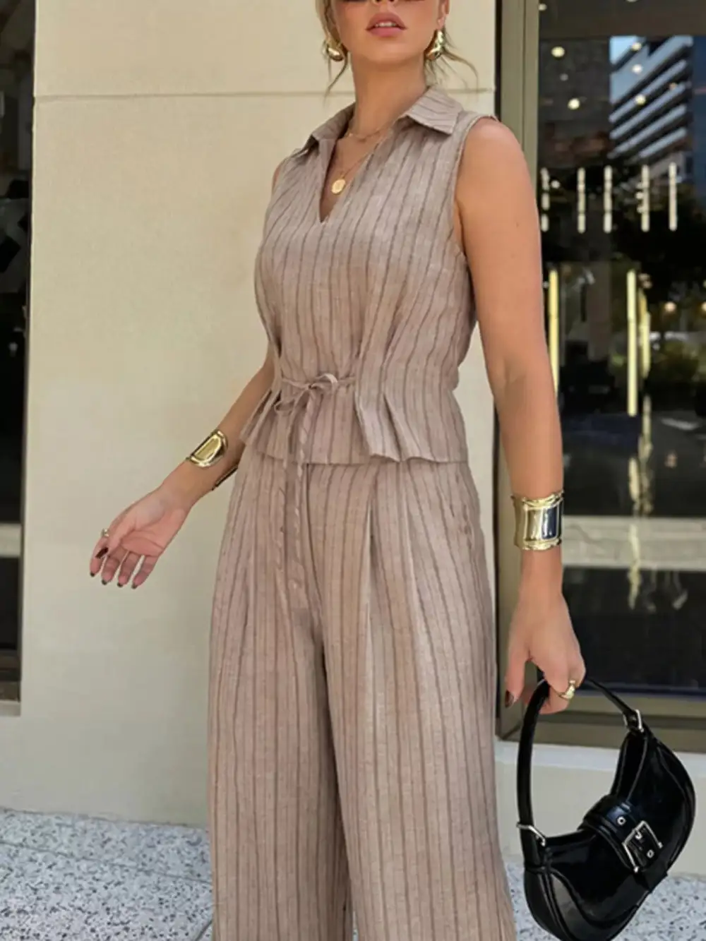 Everyday Striped Wide Leg Jumpsuit