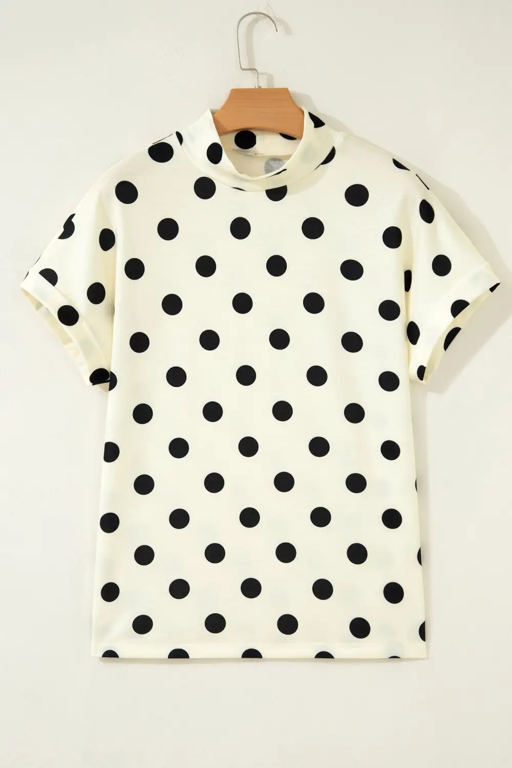 Polka Dot Print High Neck Dolman Top