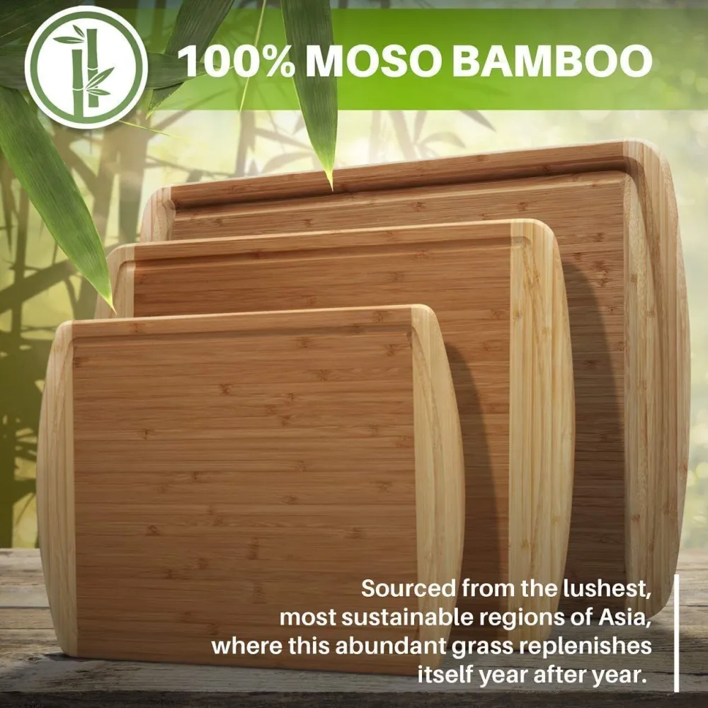 Organic bamboo cutting board set of 3