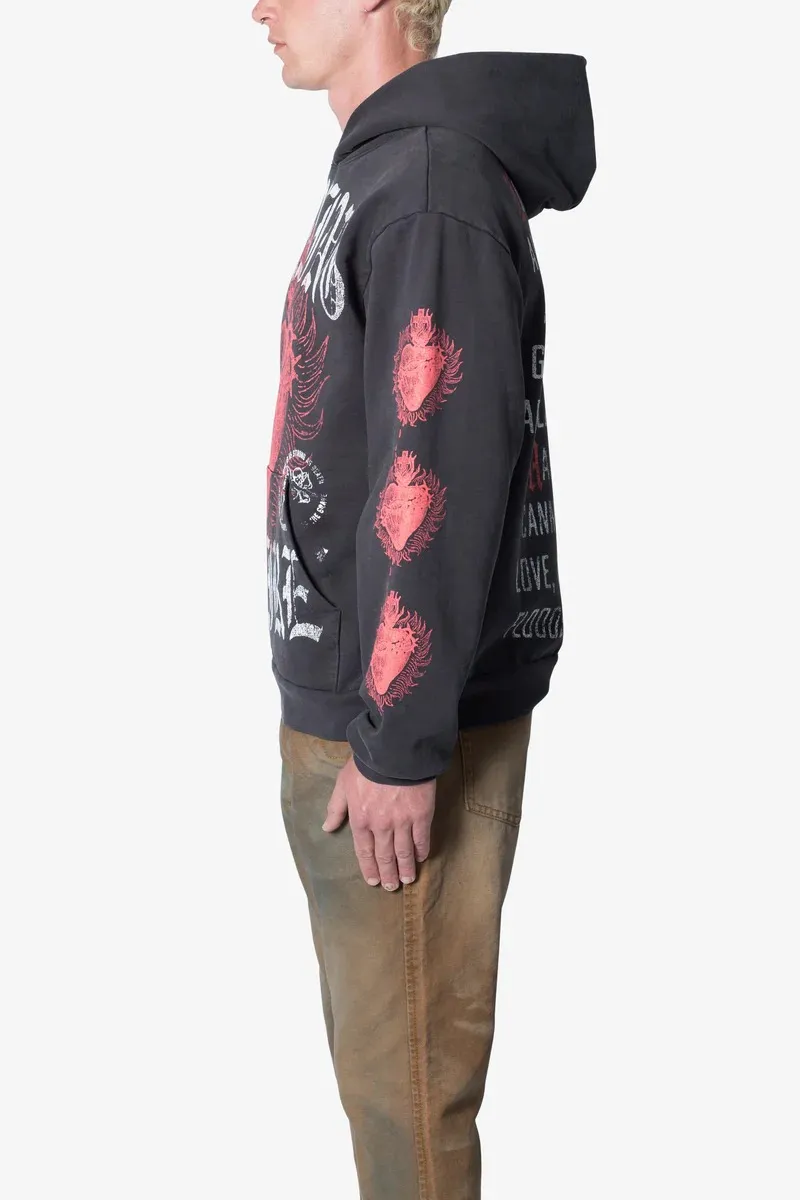 CARBON BLACK HEART GRAPHIC HOODIE