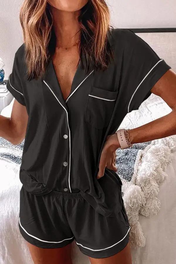 Button Front Short Pajama Set