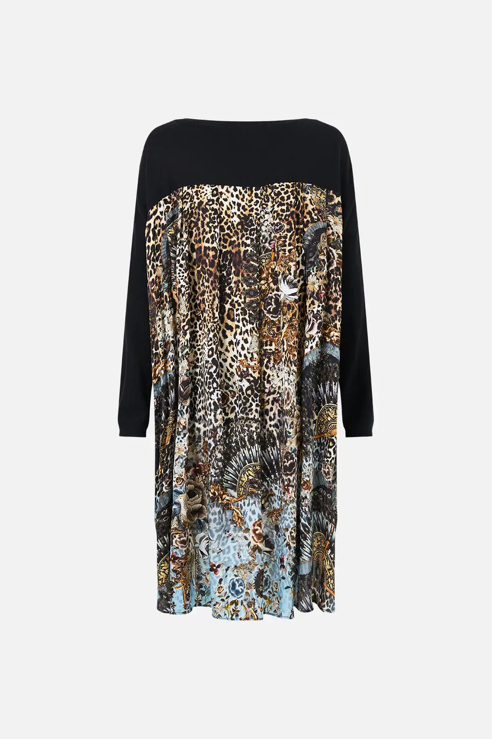 Knit Pullover with Pleated Silk Back Top