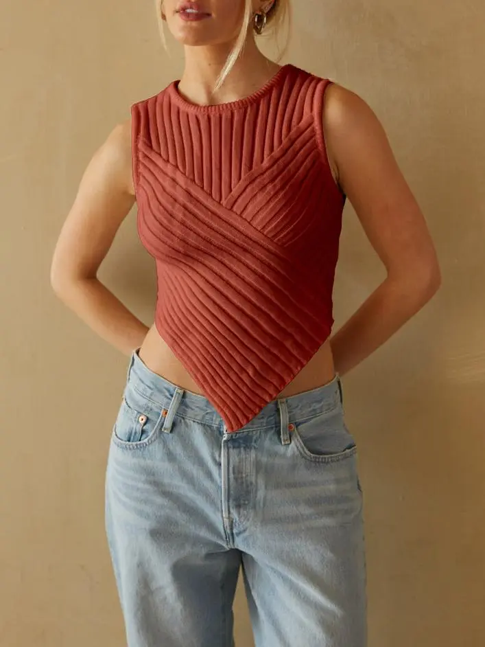 Sleeveless Knit Sweater Tank Top