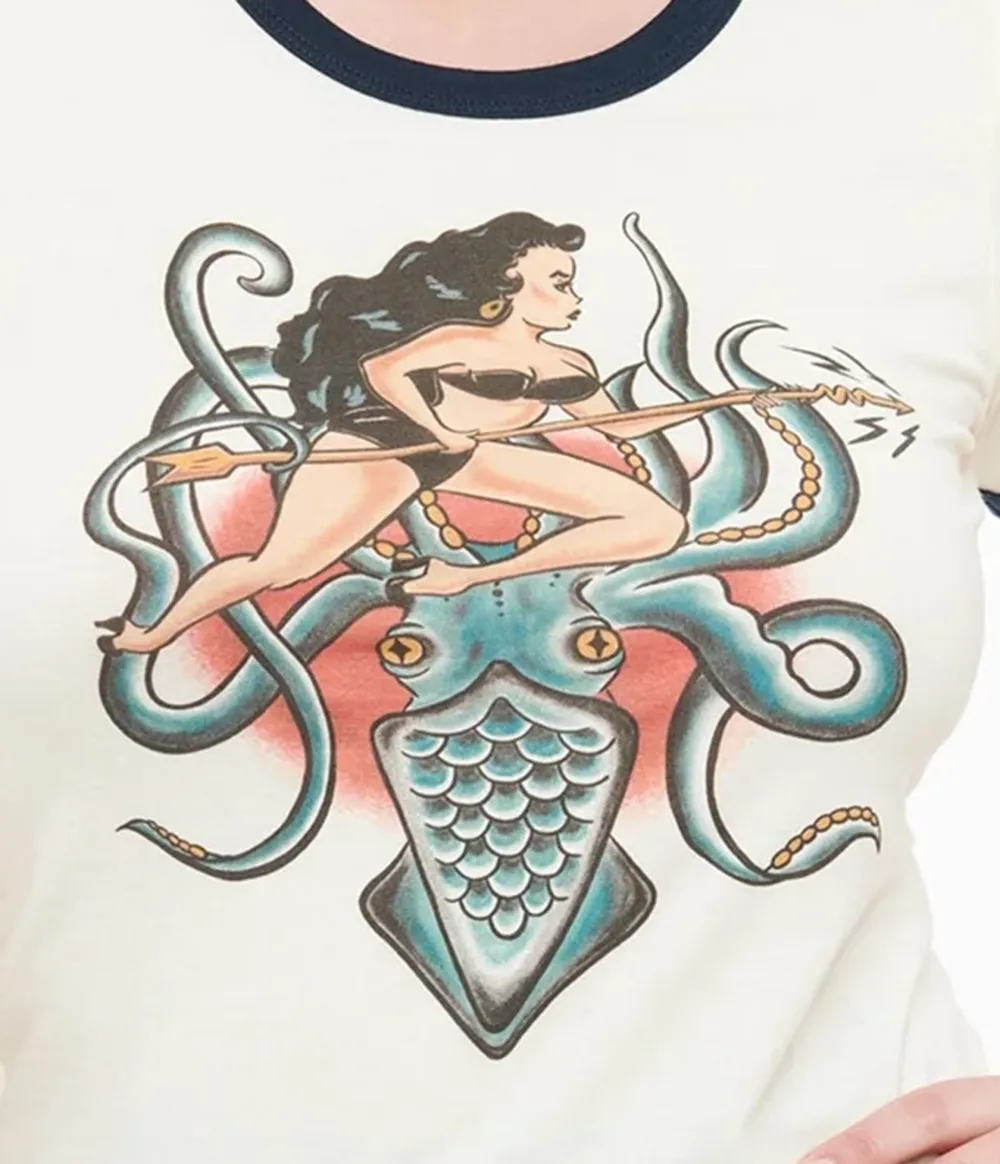 Ivory Daughter Of The Kraken Fitted Graphic Tee