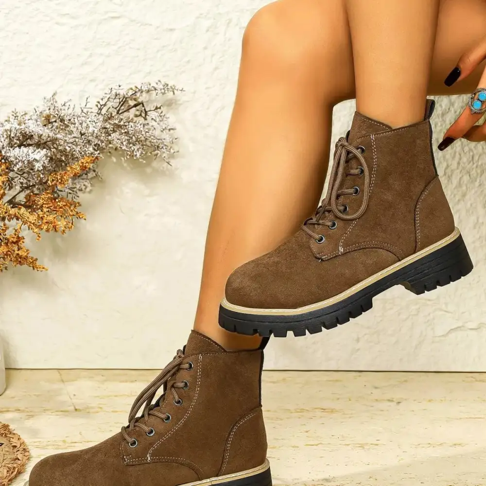 Round Toe Lace-Up Boots