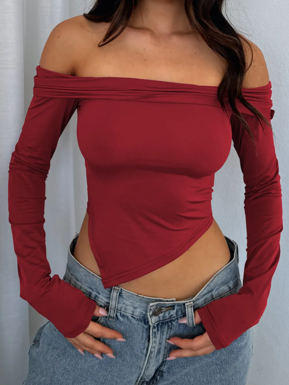 Straight-neck Irregular Top