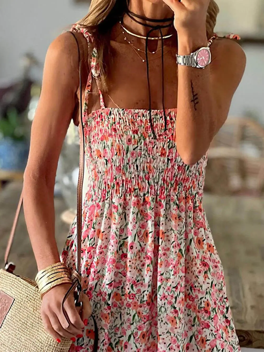 Bohemian printed slip dress