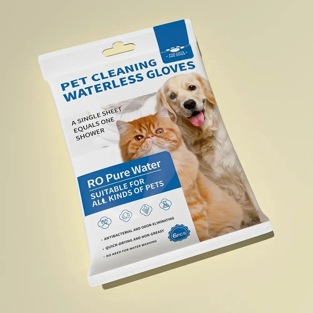 6-Piece Pet Waterless Cleaning Gloves - 3-Minute Full-Body No-Rinse Bath for Cats & Dogs, Anti-Licking Formula