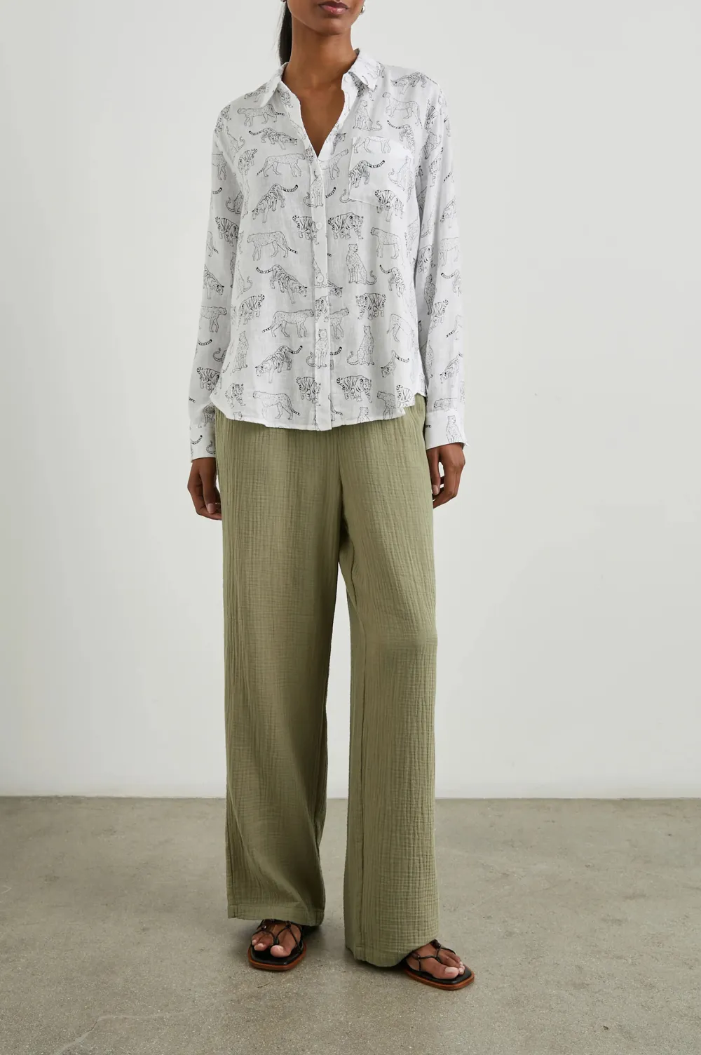 Fine-Striped Linen Wide-Leg Pants