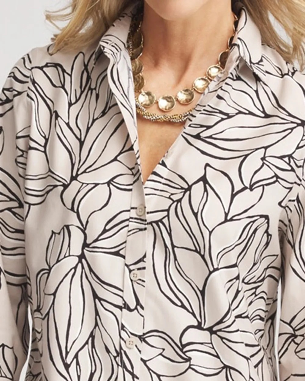 Black and White Floral Print Blouse