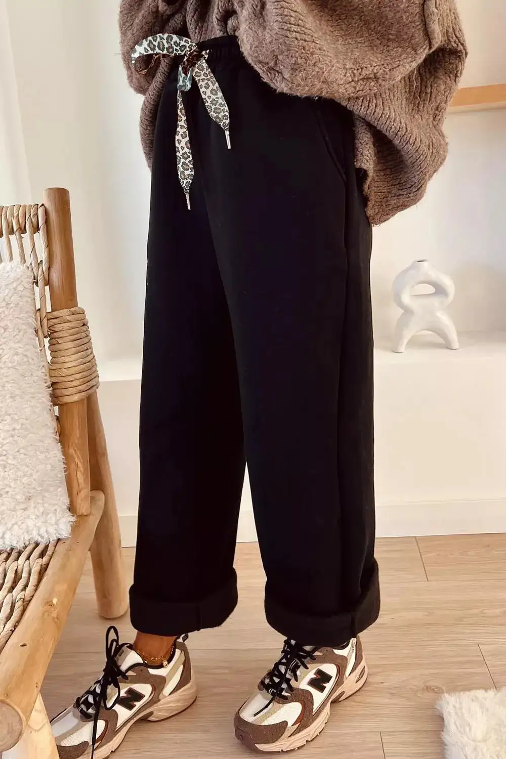 High Waist Straight Pants With Drawstring