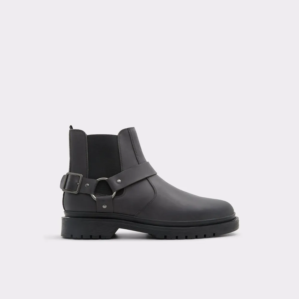 Black Low-Top Men's Motorcycle Ankle Boot