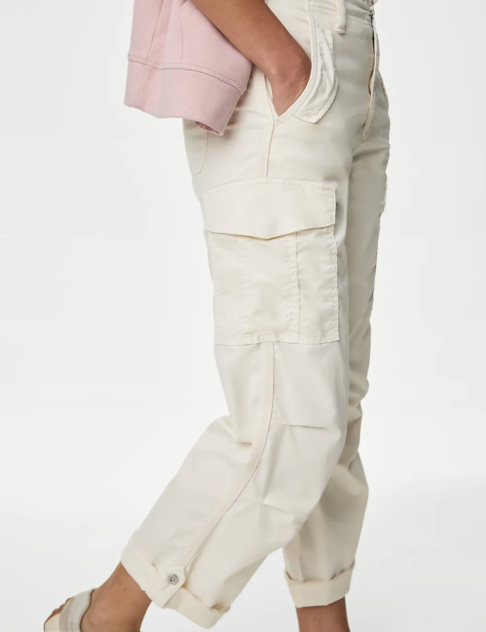 Rich Cargo Tea Dyed Cropped Trousers