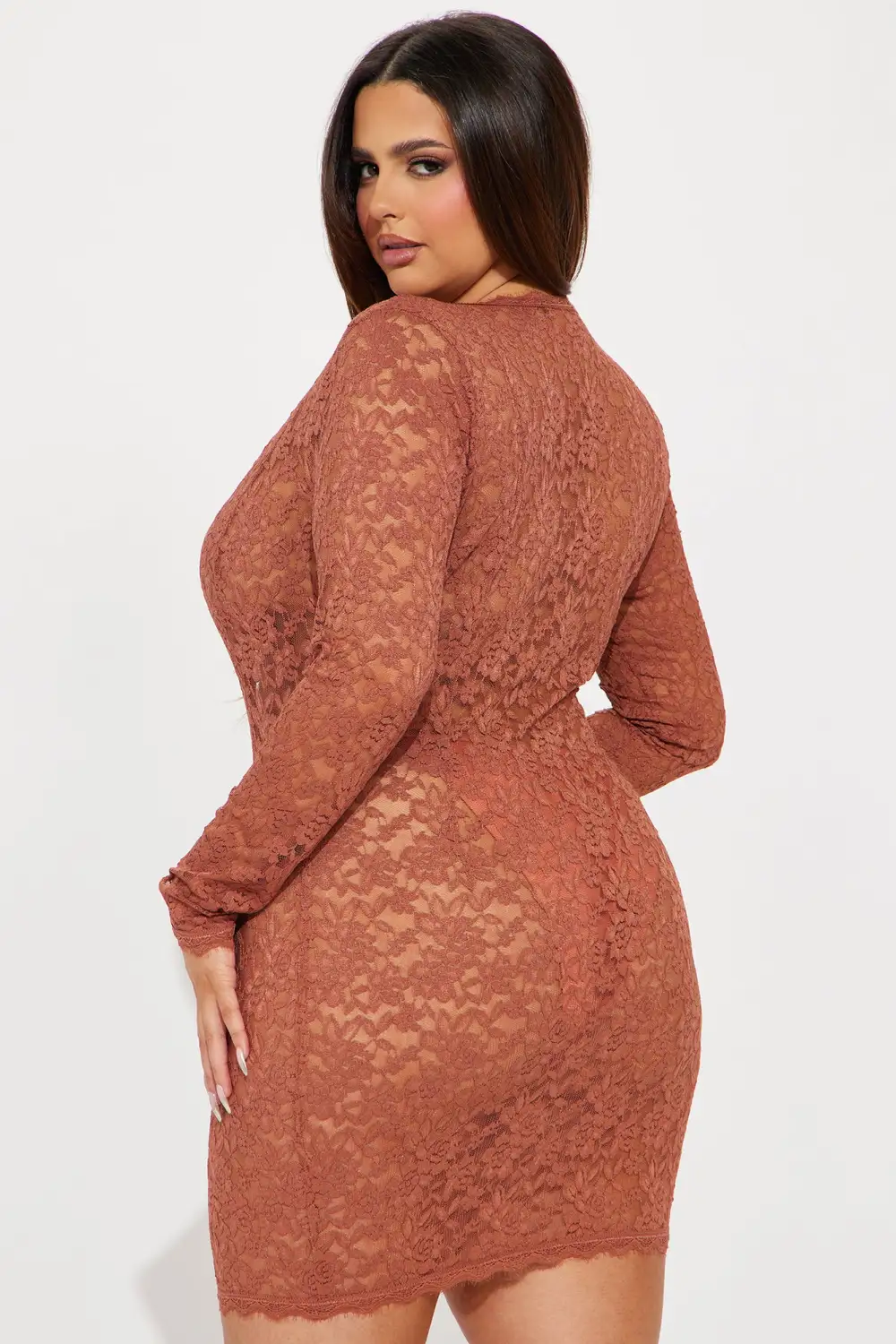 Victoria Lace Mini Dress - Rust