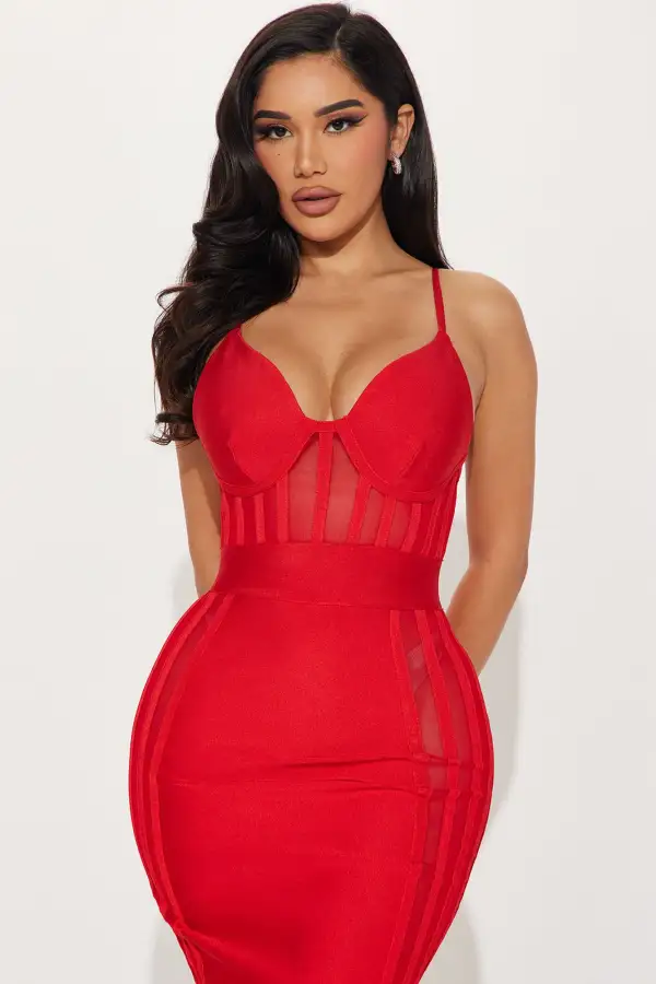 Leanne Bandage Midi Dress - Tomato Red