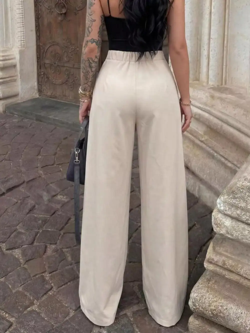 High Waisted Pleated Wide Leg Pants