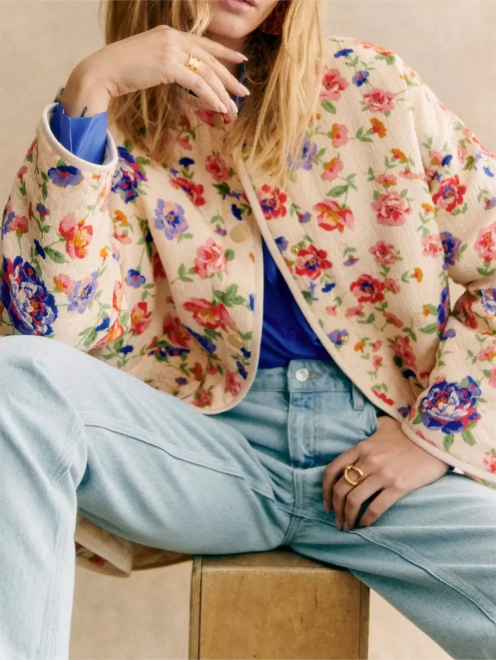 Plants Print Polyester Jacket