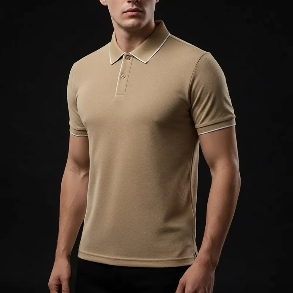 Textured Knit Collar Polo