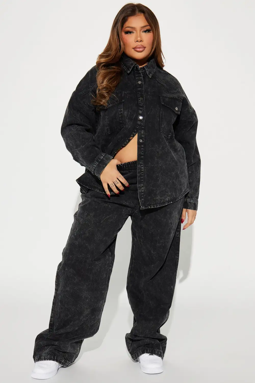 The Only Match Denim Pant Set - Black