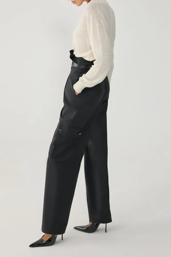 High Waist Pants-Black