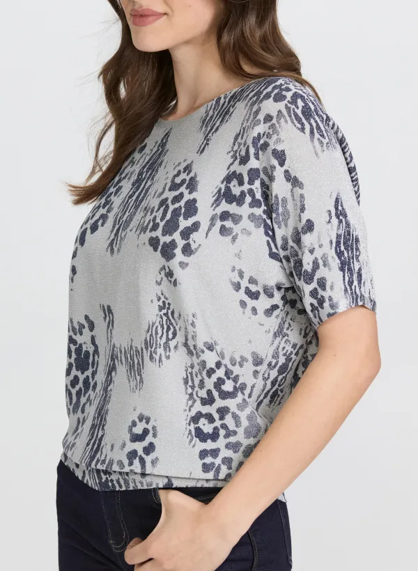 Sequined Leopard Print Top
