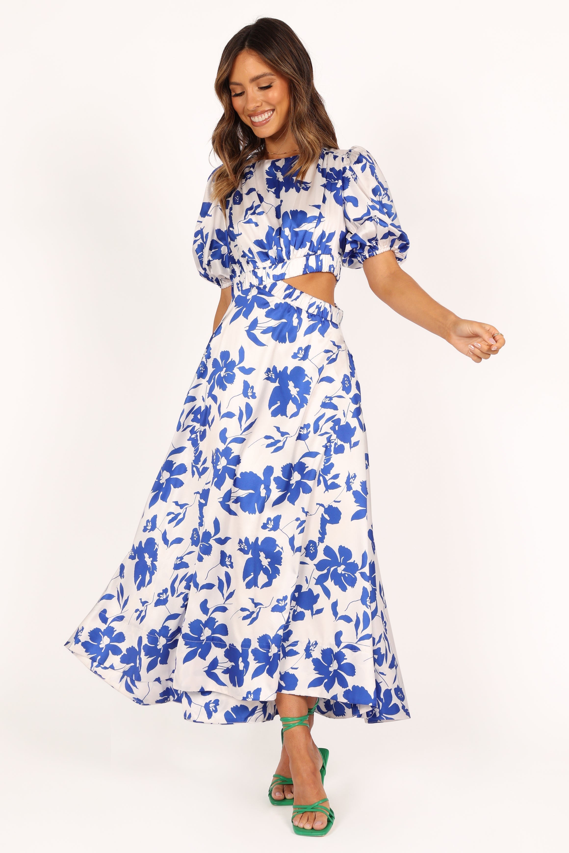 Aminah Puff Sleeve Dress - Blue Floral