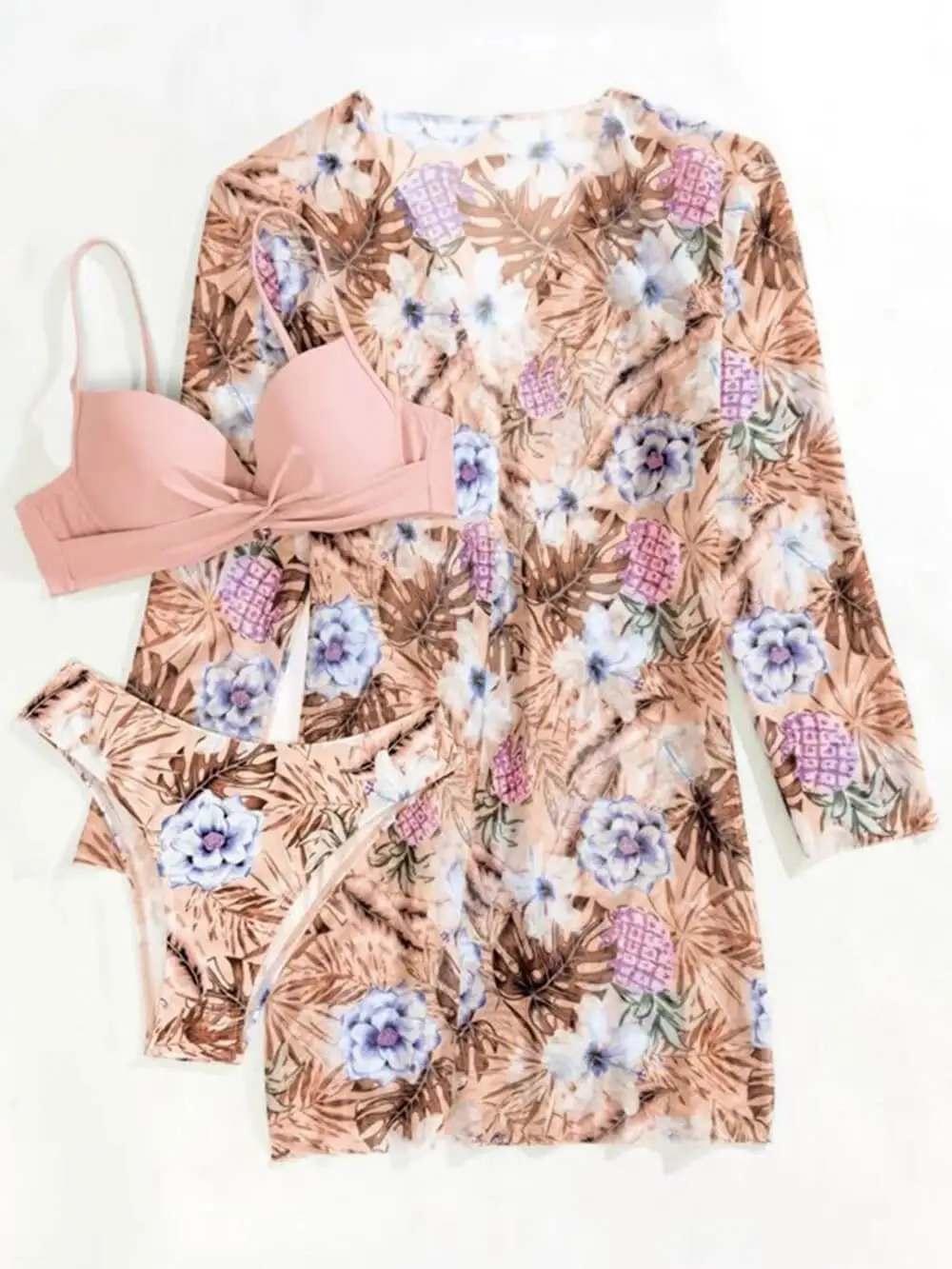 Patterned Three Piece Swimsuit