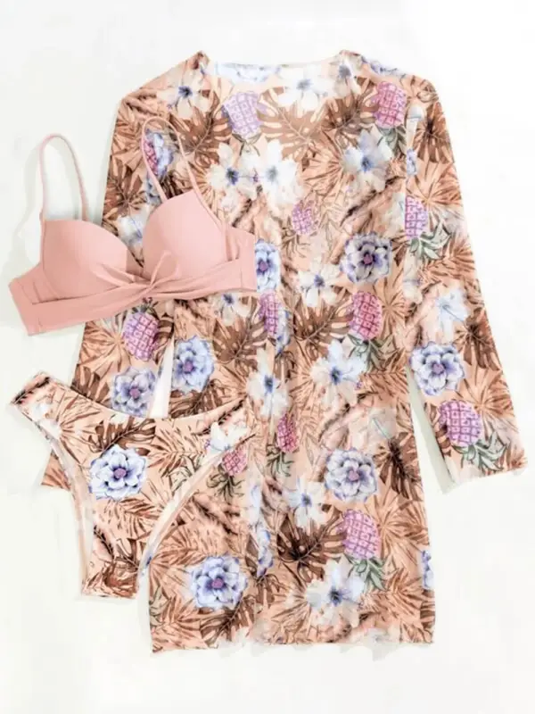 Patterned Three Piece Swimsuit