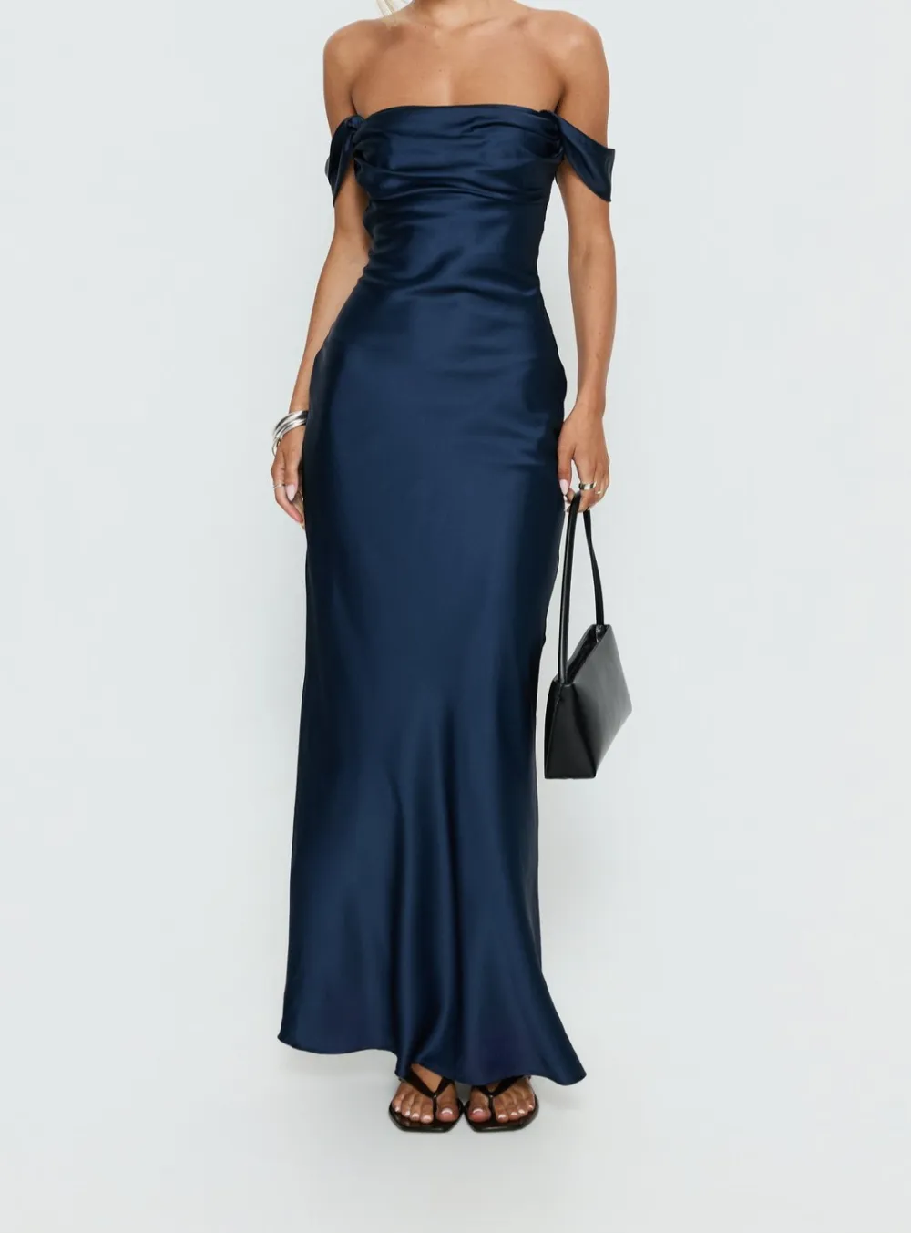 Cowl Neck Off Shoulder Maxi Dress