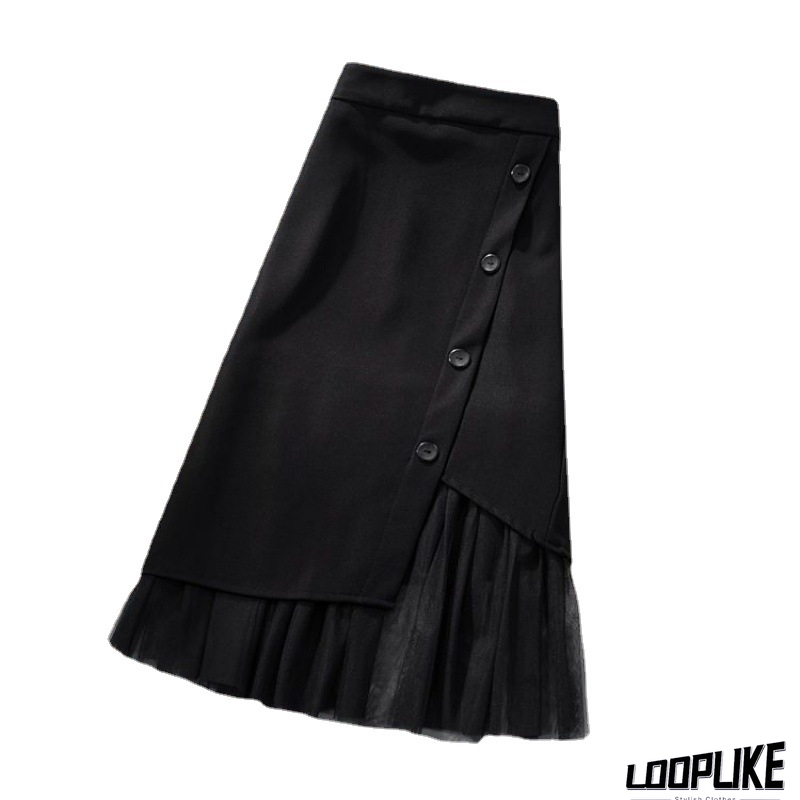 Coffee Cotton Plain Casual Skirt