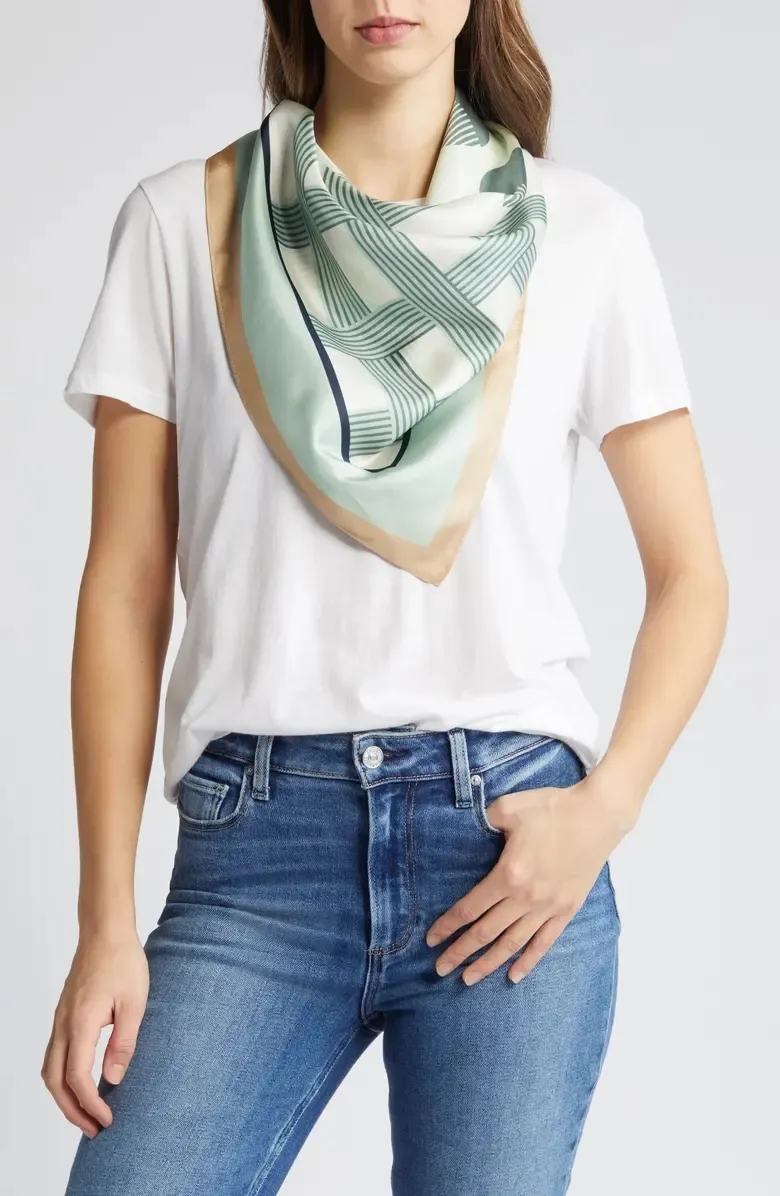 Print Silk Square Scarf