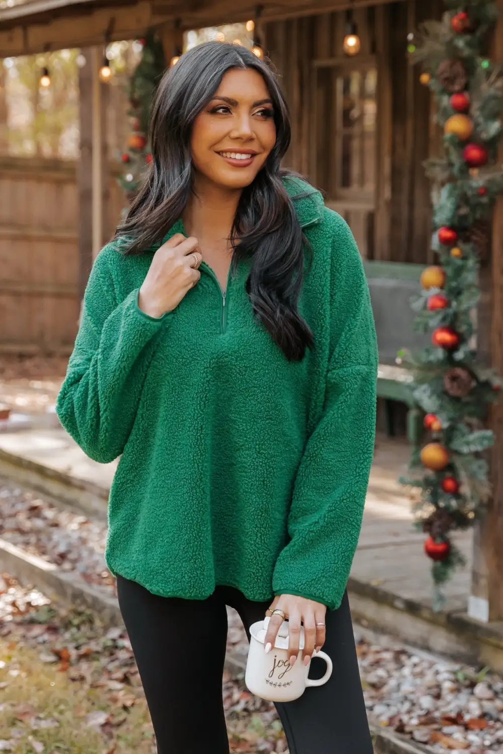 Green Sherpa Zip Up Jacket