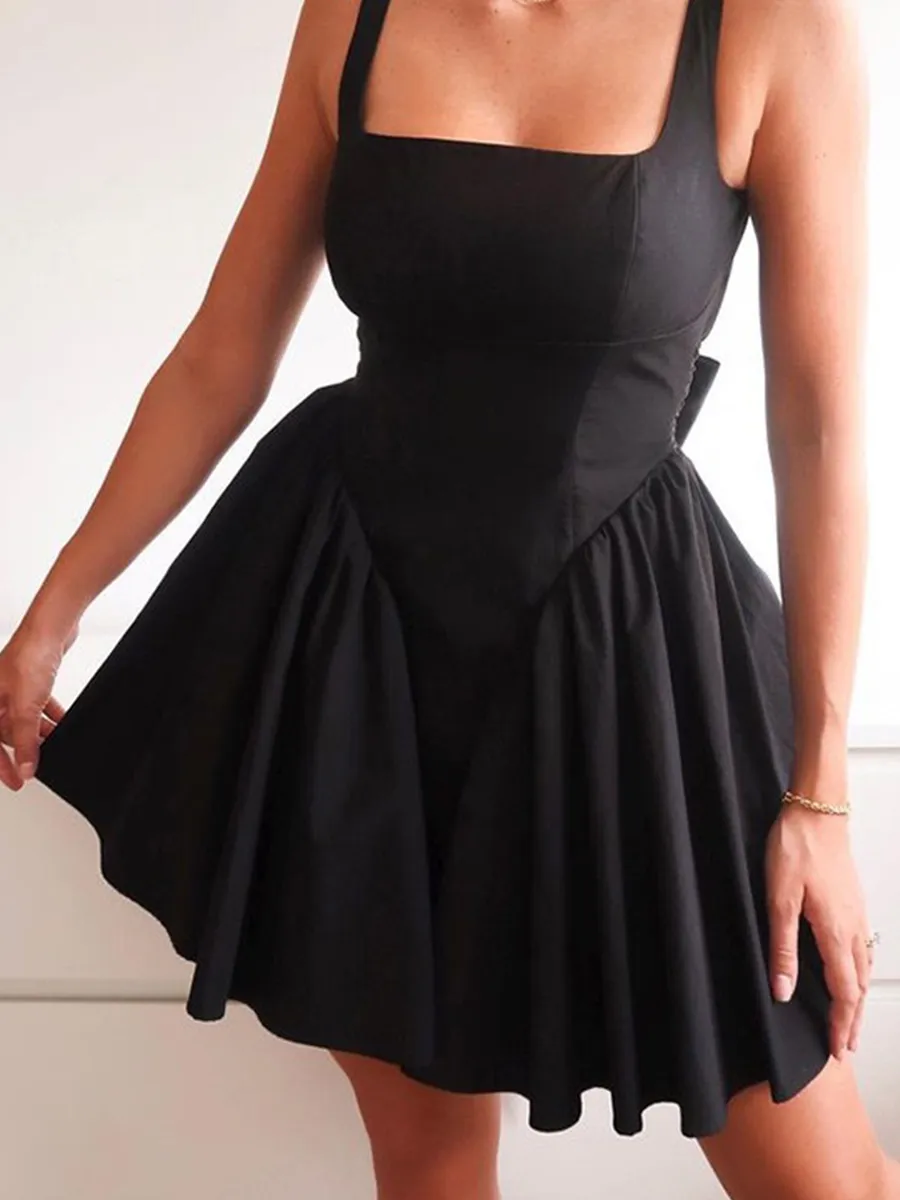 Sexy Backless Strappy Bow Dress