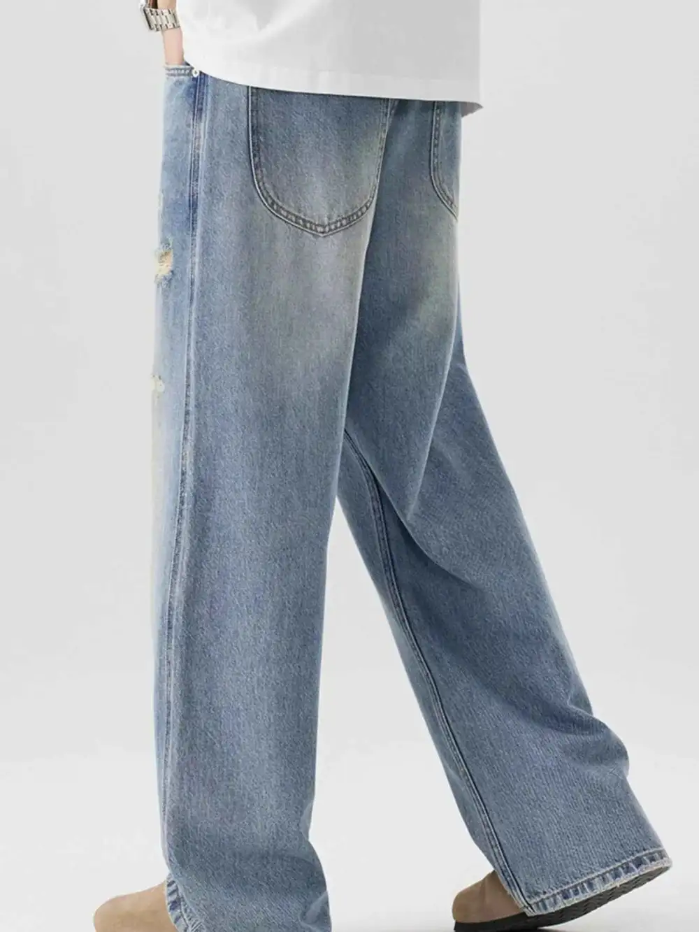 Casual Distressed Wide Leg Jeans
