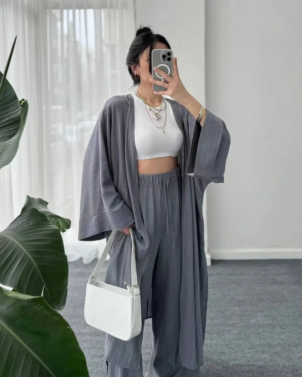 Textured Knit Cardigan and Pants Set
