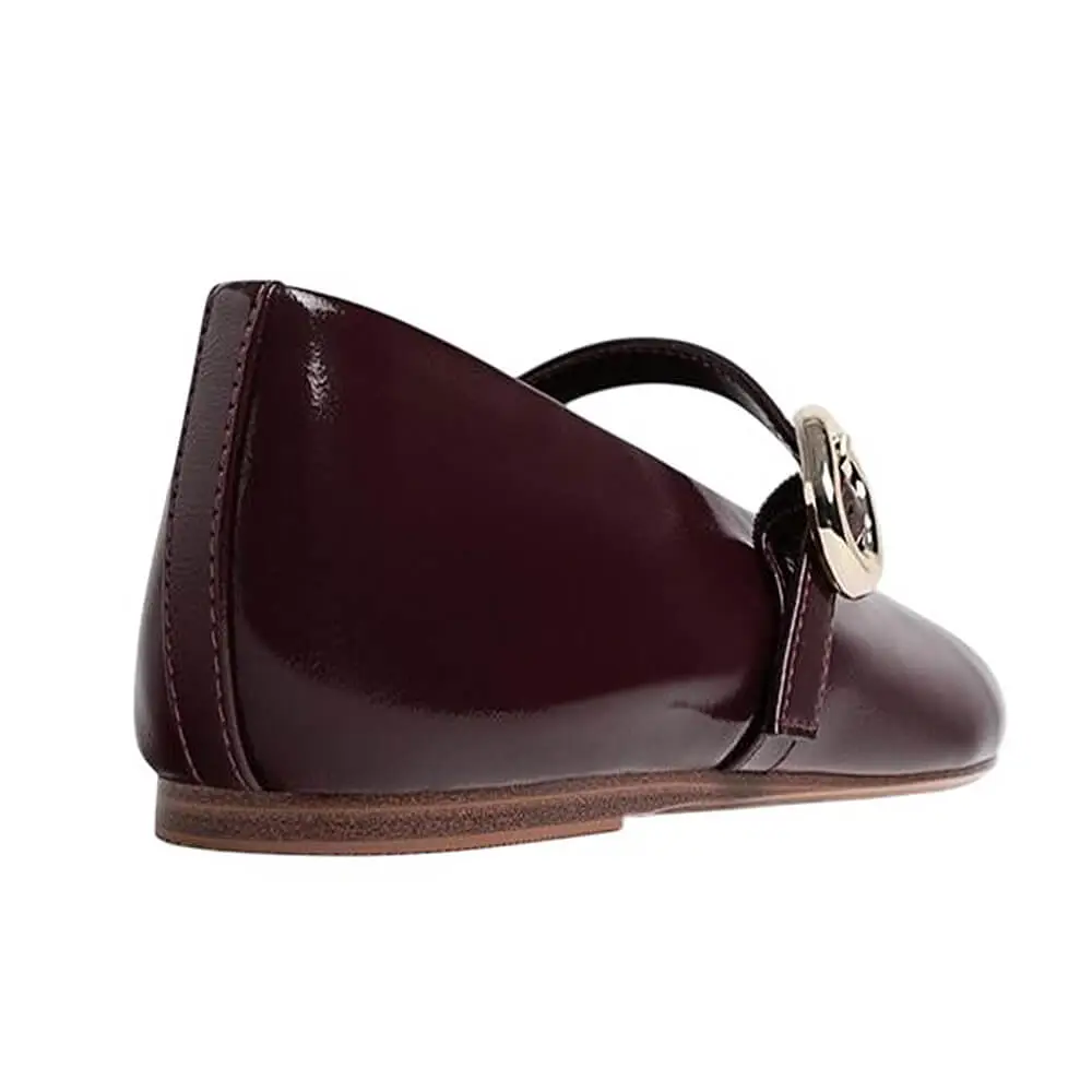 Wine Red Strap Ballet Flats