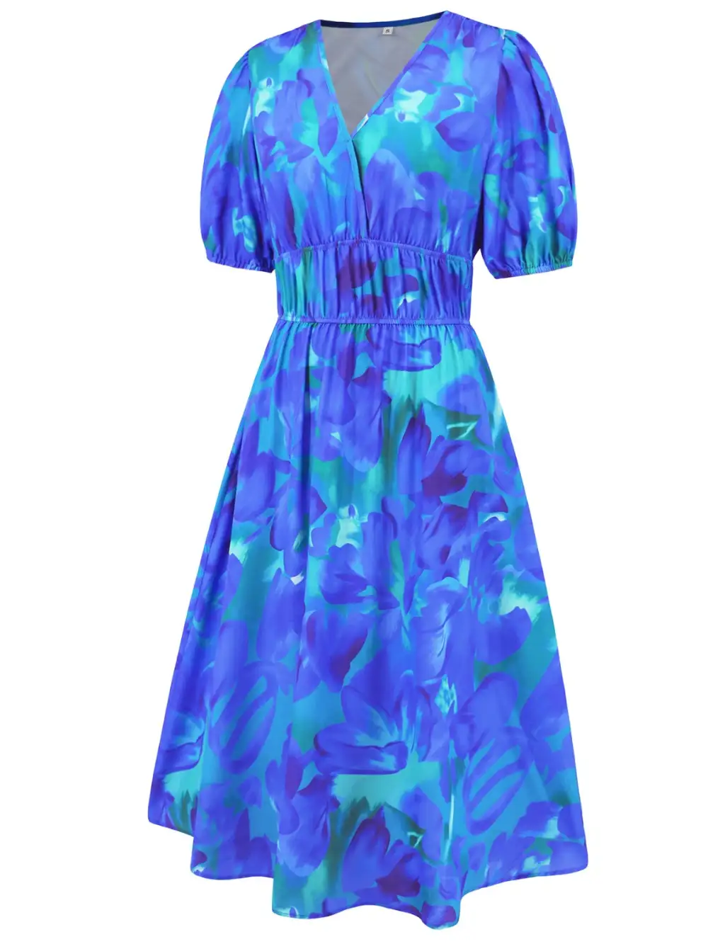 Boho Chic  Ruched Printed Surplice Short Sleeve Dress