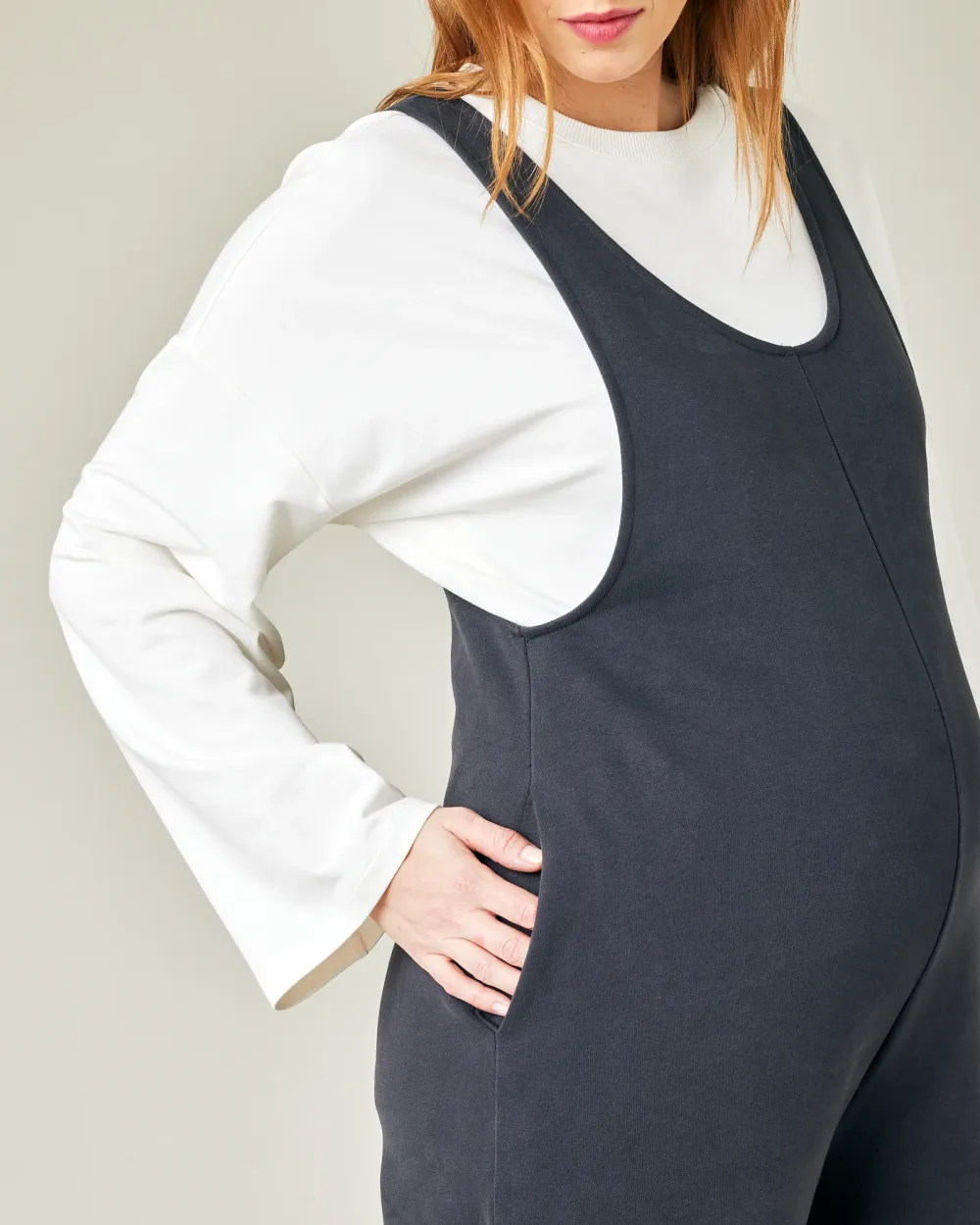 ORGANIC COTTON JERSEY JUMPSUIT - SLATE