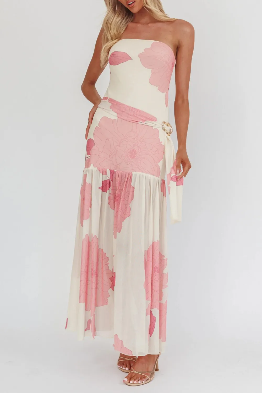 Casual Holiday Style Art Print Pleated Maxi Skirt