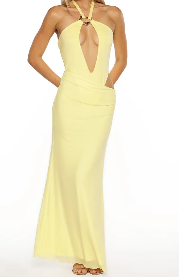 Halter Halter Neck Mesh Cut Out Maxi Dress