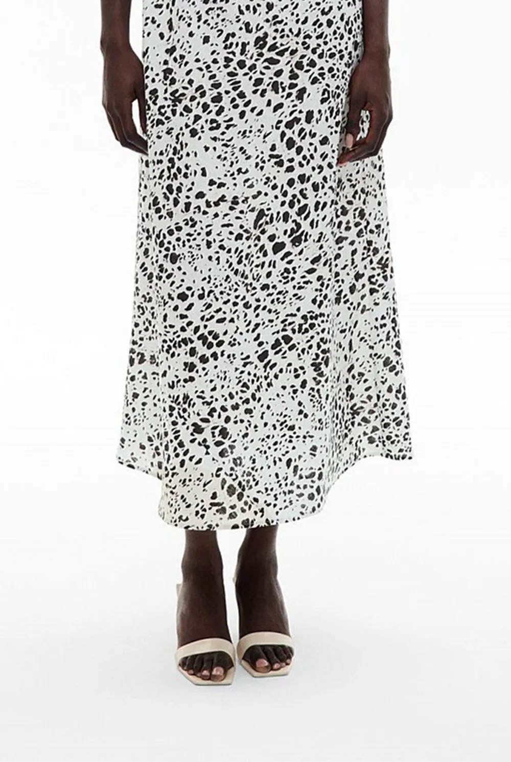 Black And White Printed Backless Dress