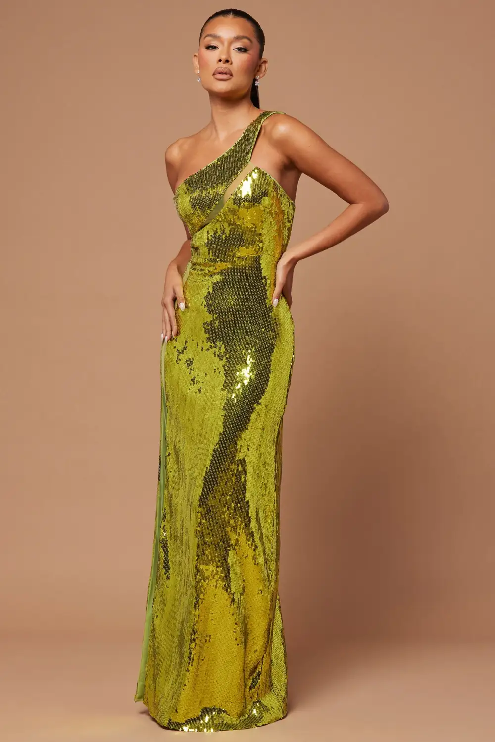 Aamira Sequin Gown - Chartreuse
