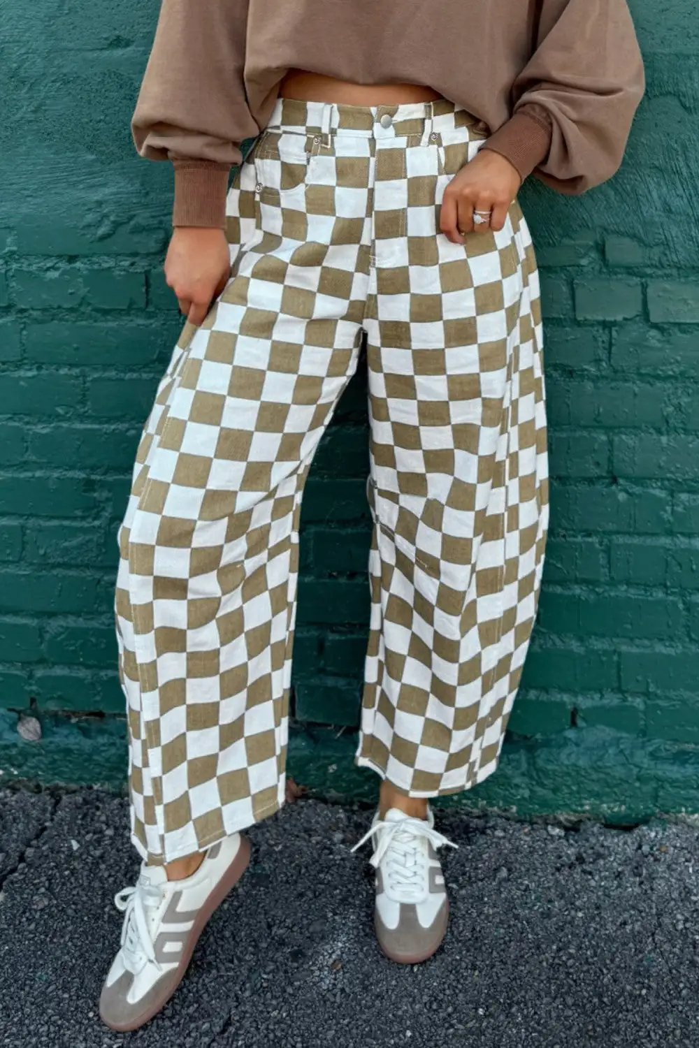 Checkered Denim Pants