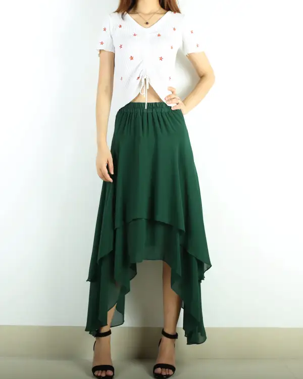 Everyday Elastic Waist Chiffon Skirt