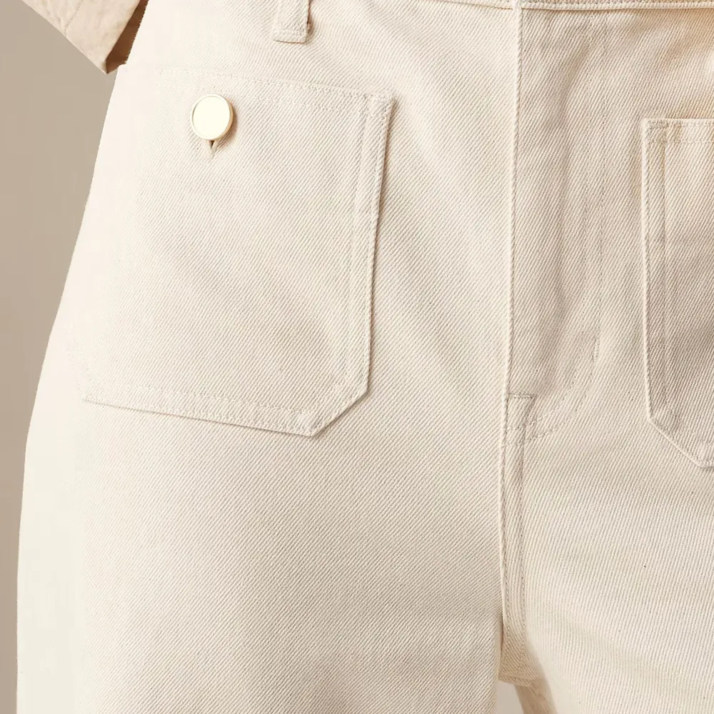 Wide-Leg Pocket Denim Trousers