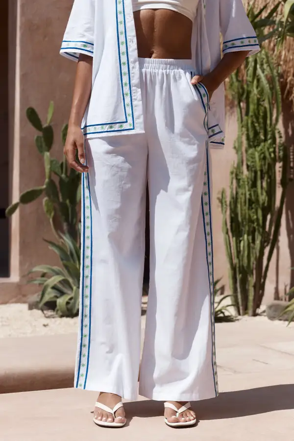 Ethnic Style White Pants