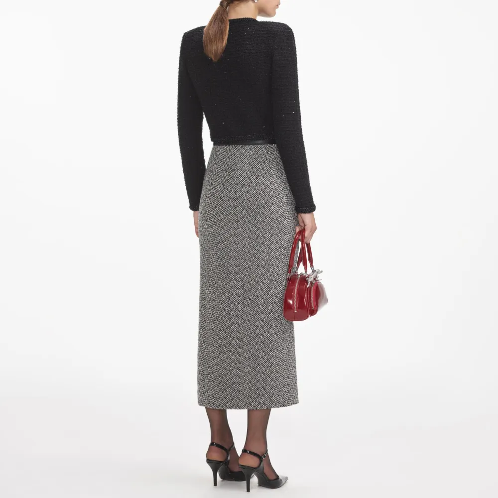 Black Textured Knit Peplum Jacket