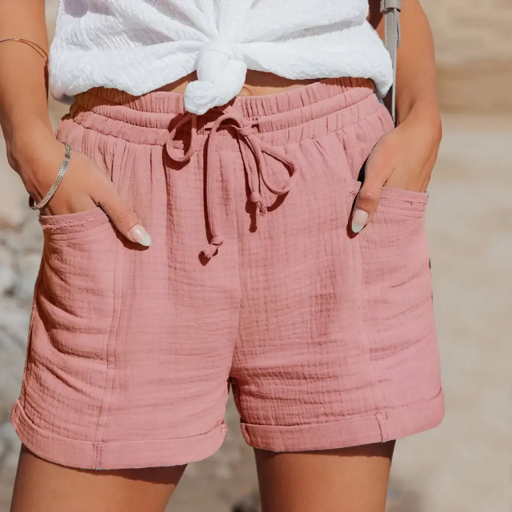 Drawstring Rolled Hem Shorts
