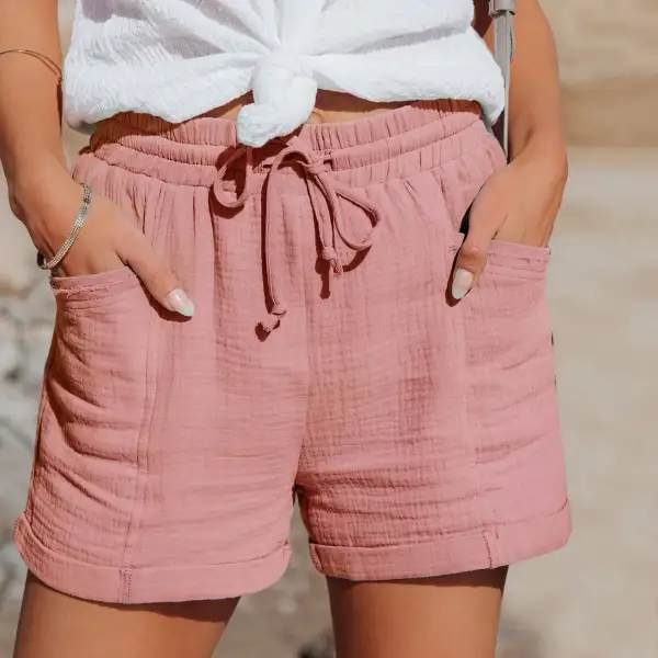 Drawstring Rolled Hem Shorts