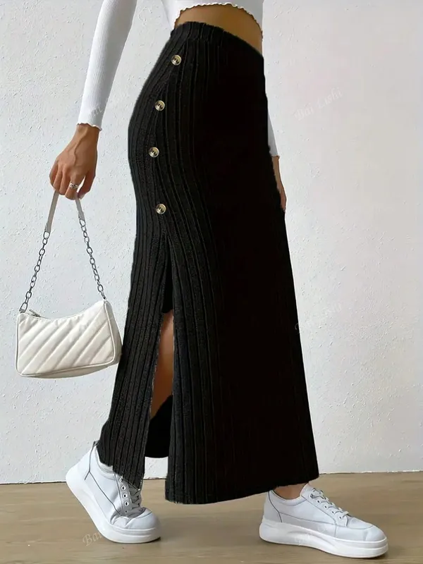 Women's Striped Split Skinny Skirt